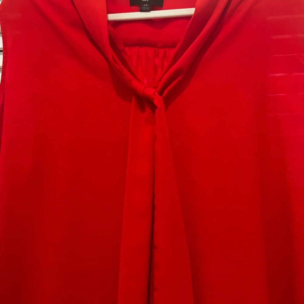 J. Crew Red Tie Sleeveless Blouse 2X - Picture 3 of 7